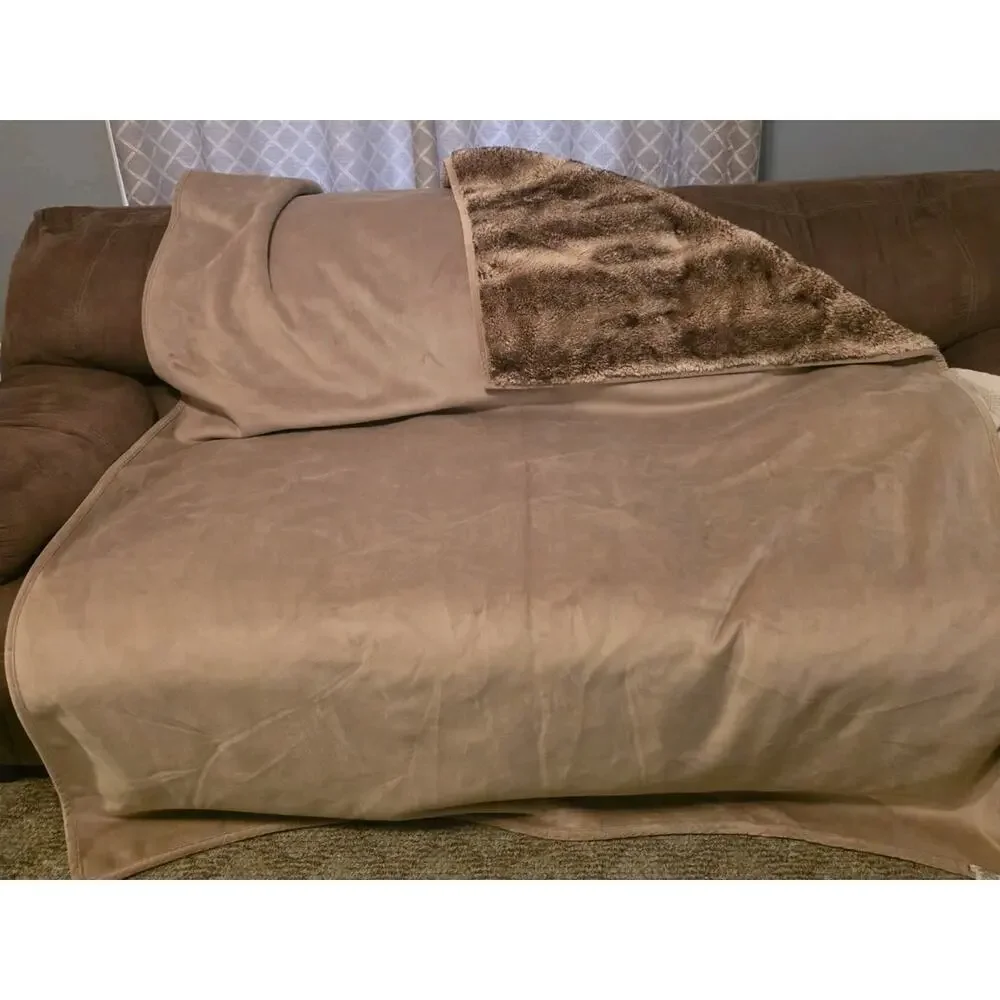 RARE Pottery Barn Blanket Faux Fur Caramel Ombre 80